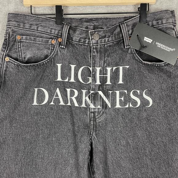 Levis Undercover Jeans Mens 34x32 Black Light Darkness Graphic Eyes Patch Denim - Picture 2 of 16